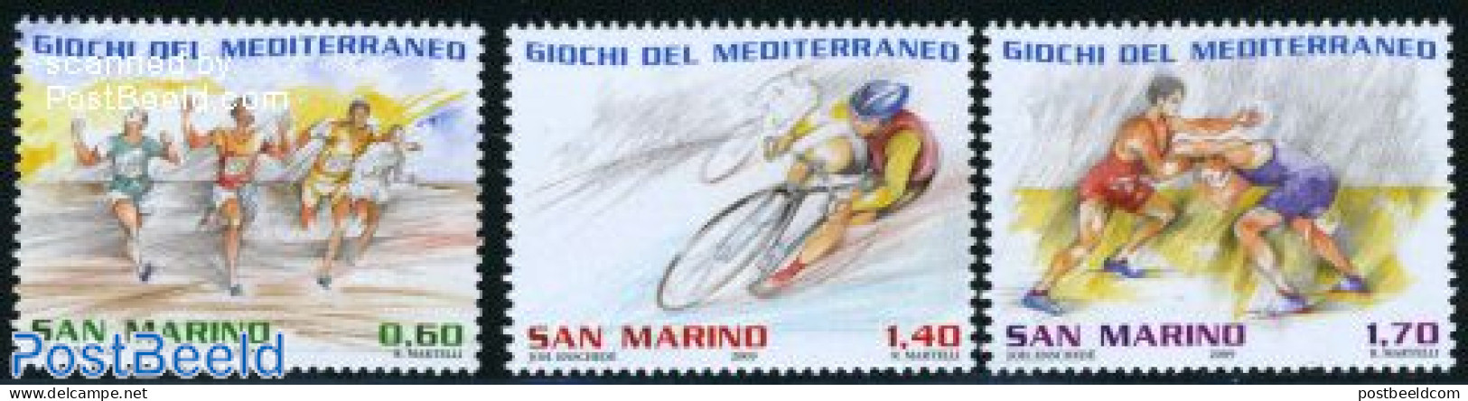 San Marino 2009 Mediterranean Games 3v, Mint NH, Sport - Athletics - Cycling - Sport (other And Mixed) - Unused Stamps