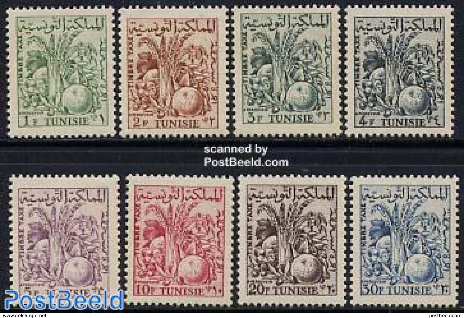 Tunisia 1957 Postage Due, Fruits 8v, Mint NH, Nature - Fruit - Fruit