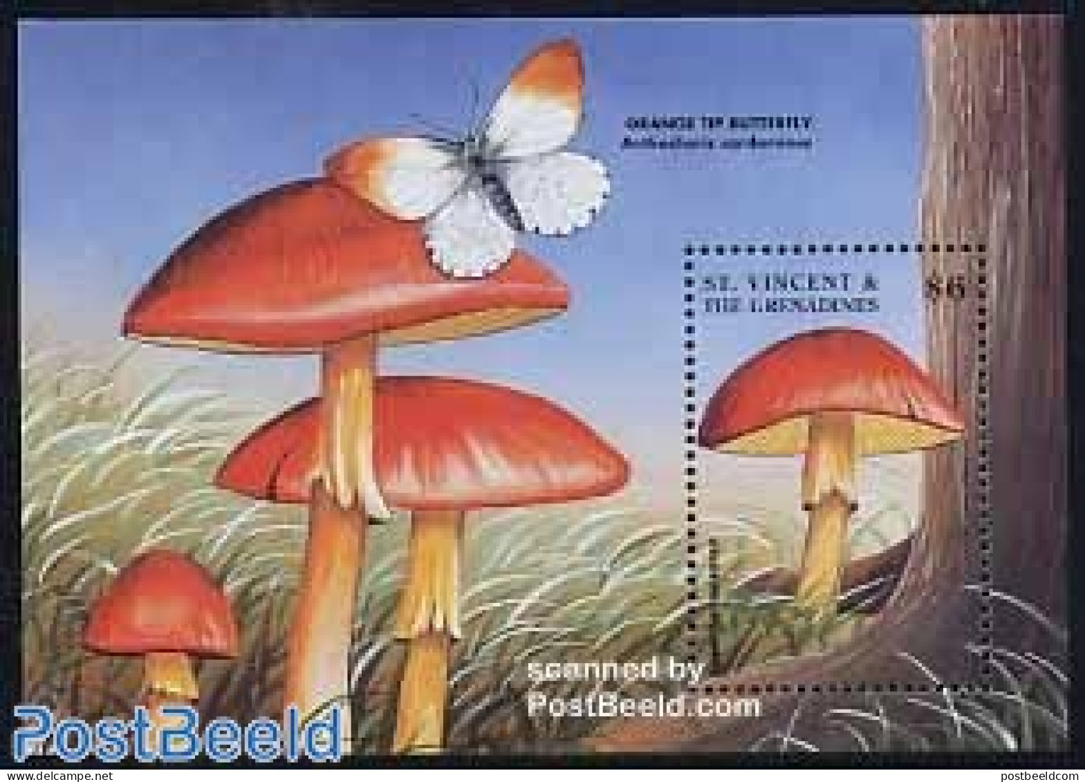 Saint Vincent 1998 Armanita Caesarea S/s, Mint NH, Nature - Butterflies - Mushrooms - Champignons