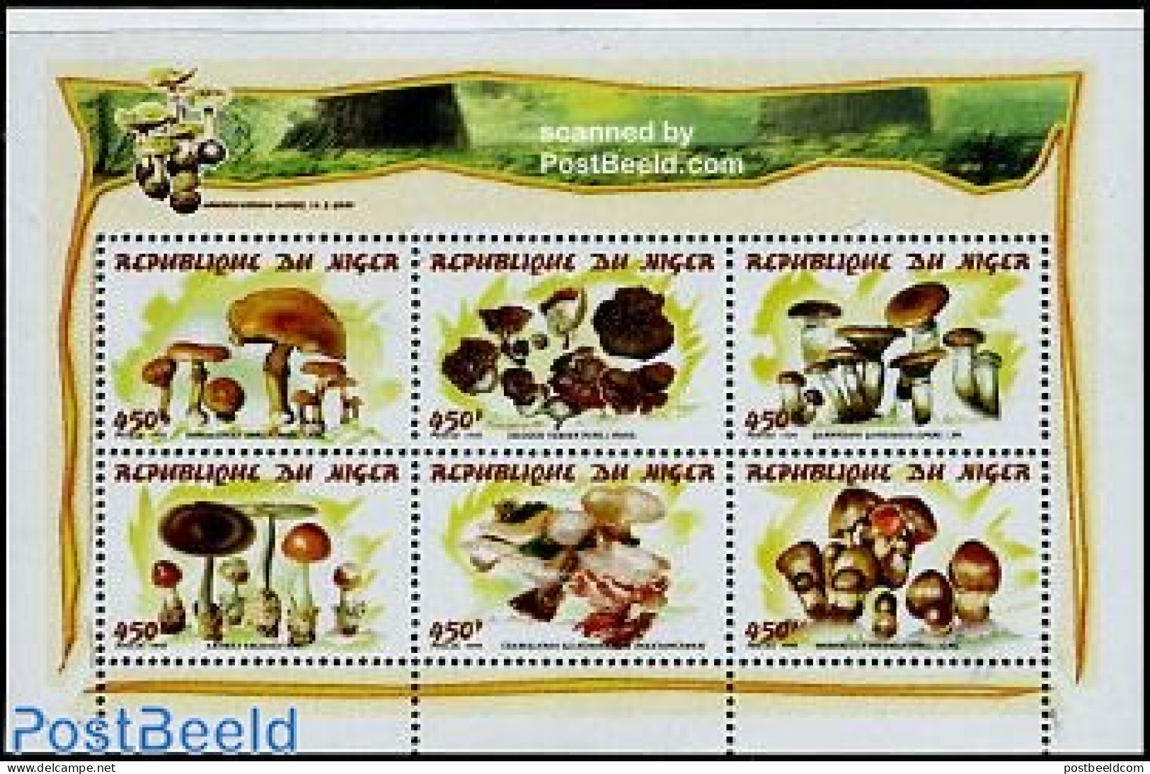 Niger 1998 Mushrooms 6v M/s, Mint NH, Nature - Mushrooms - Pilze
