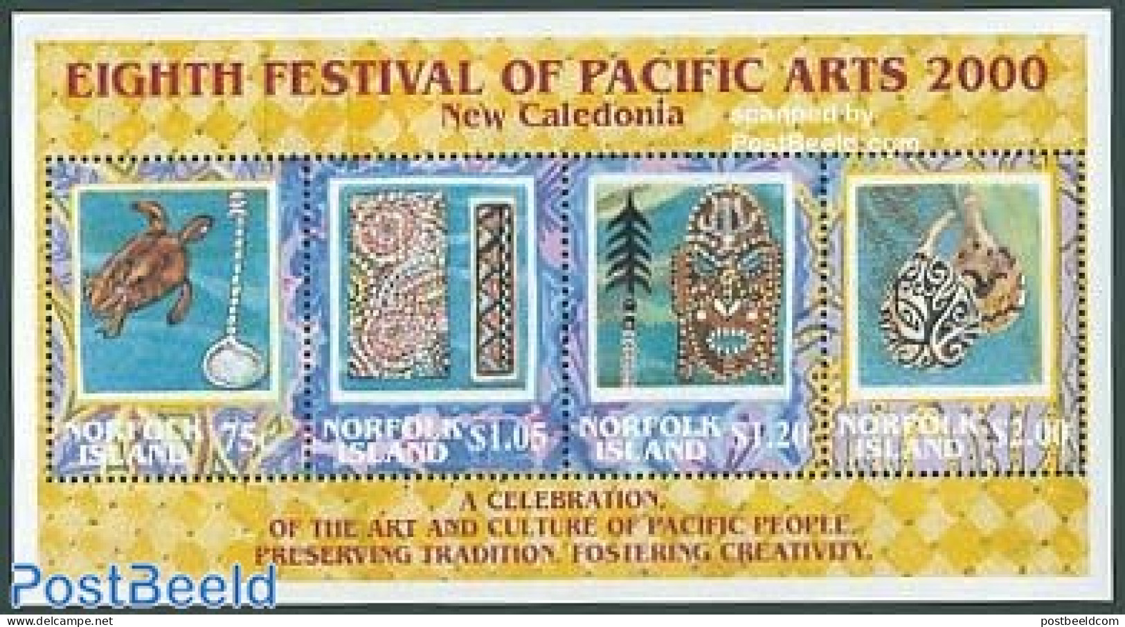 Norfolk Island 2000 Pacific Art Festival S/s, Mint NH, Nature - Turtles - Art - Art & Antique Objects - Sonstige & Ohne Zuordnung