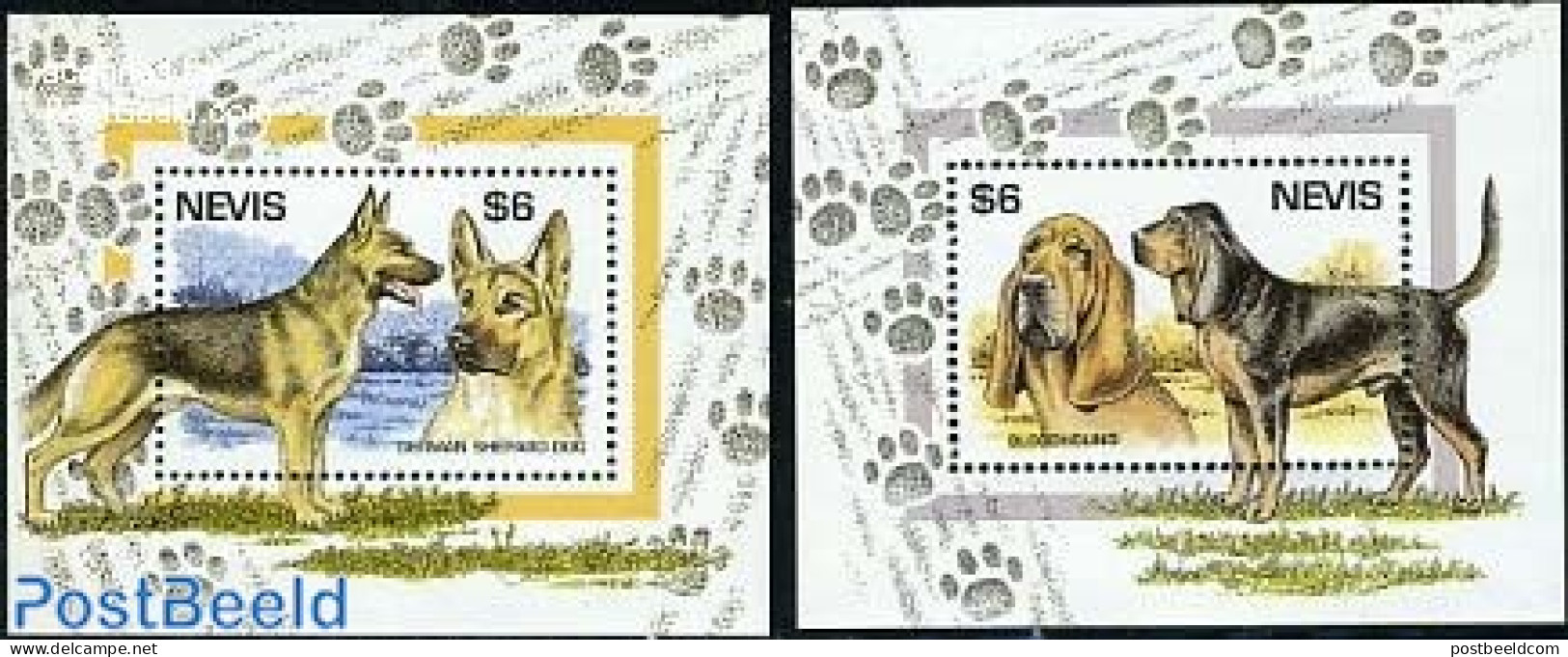 Nevis 1995 Dogs 2 S/s, Mint NH, Nature - Dogs - St.Kitts E Nevis ( 1983-...)