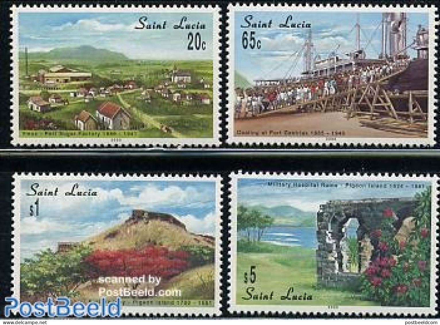 Saint Lucia 2000 History 4v, Mint NH, Transport - Ships And Boats - Art - Castles & Fortifications - Barcos