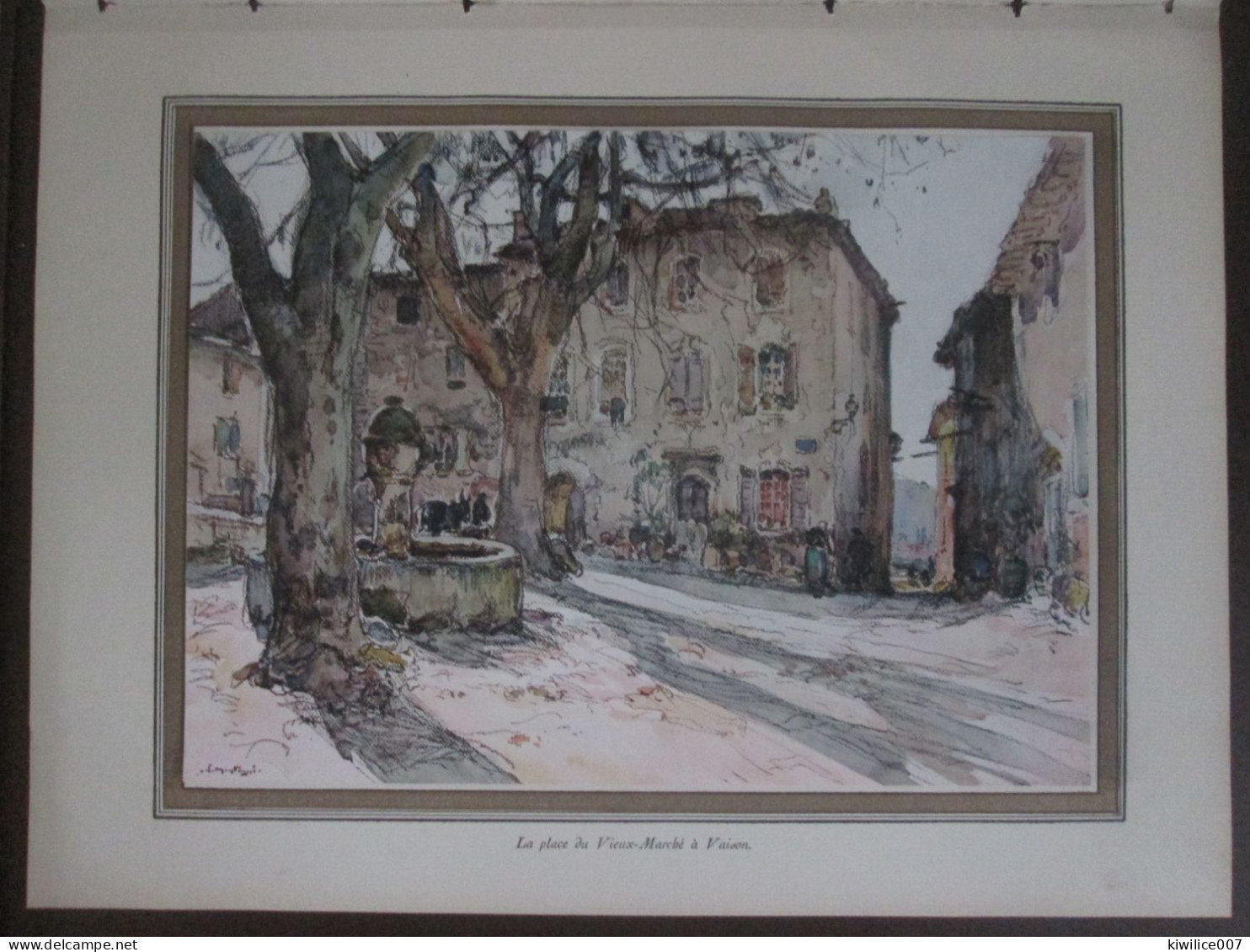 1924 VAISON La Place Du Vieux Marché Ancienne Gravure Couleur - Ohne Zuordnung