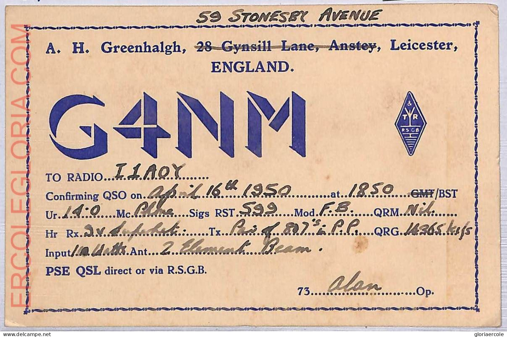 Ad9155 - GREAT BRITAIN - RADIO FREQUENCY CARD - England - 1950 - Radio