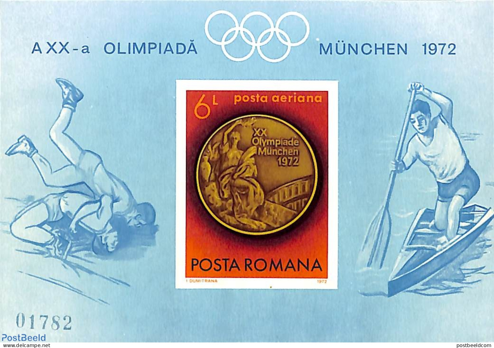 Romania 1972 Olympic Winners S/s, Mint NH, Sport - Kayaks & Rowing - Olympic Games - Unused Stamps