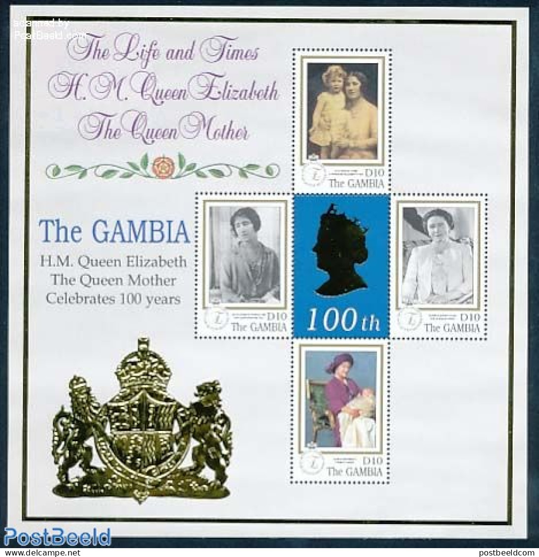 Gambia 1999 Queen Mother 4v M/s, Mint NH, History - Kings & Queens (Royalty) - Königshäuser, Adel