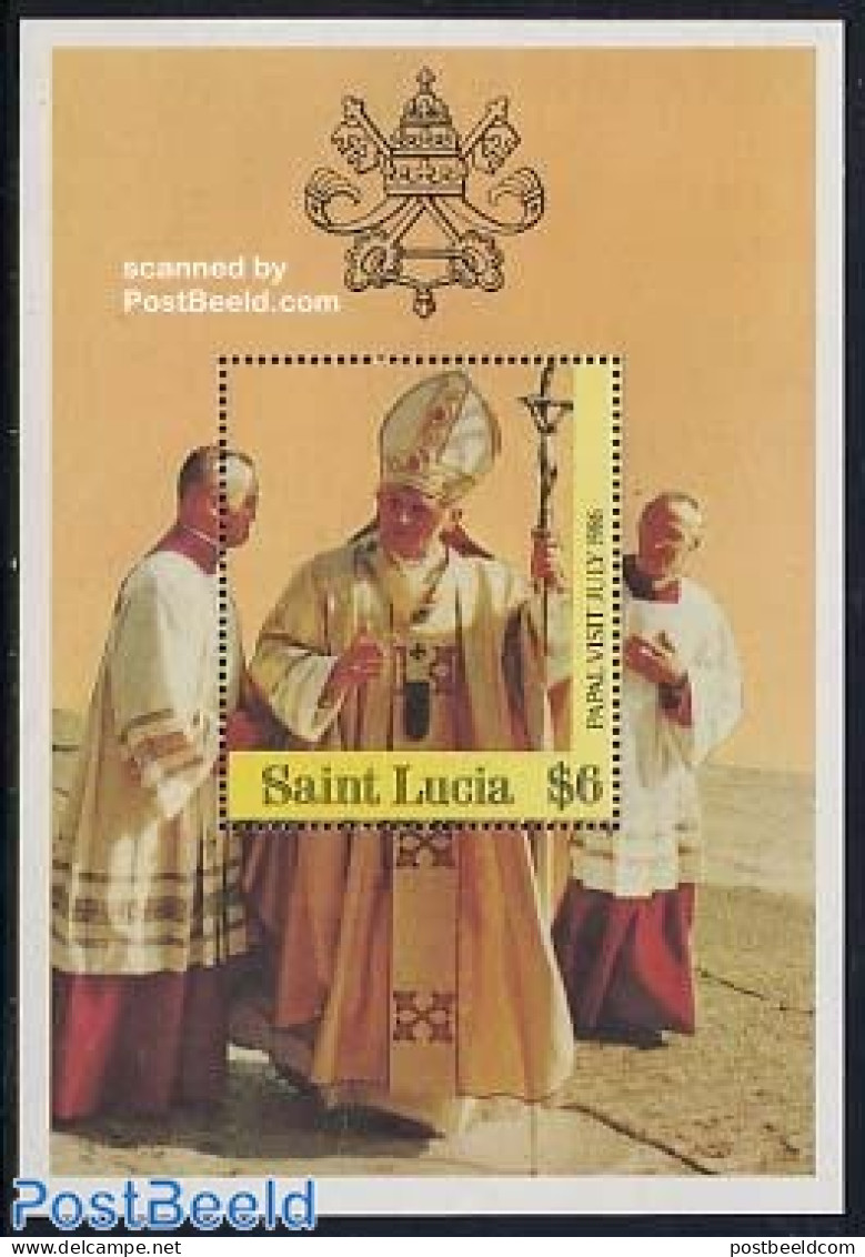 Saint Lucia 1986 Popes Visit S/s, Mint NH, Religion - Pope - Religion - Papi