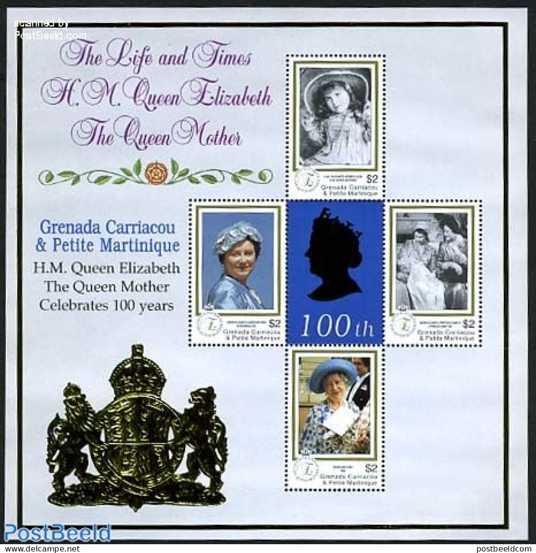 Grenada Grenadines 1999 Queen Mother 4v, M/s, Mint NH, History - Kings & Queens (Royalty) - Royalties, Royals