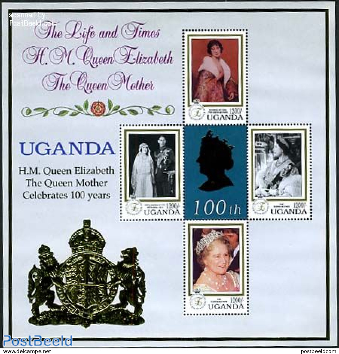 Uganda 1999 Queen Mother 4v M/s, Mint NH, History - Kings & Queens (Royalty) - Royalties, Royals