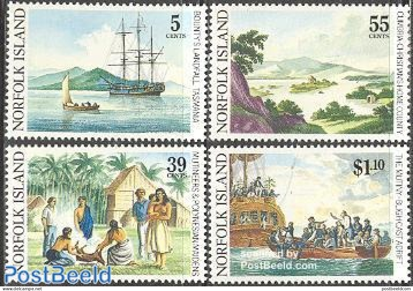 Norfolk Island 1989 Mutiny On The Bounty 4v, Mint NH, History - Transport - History - Ships And Boats - Bateaux