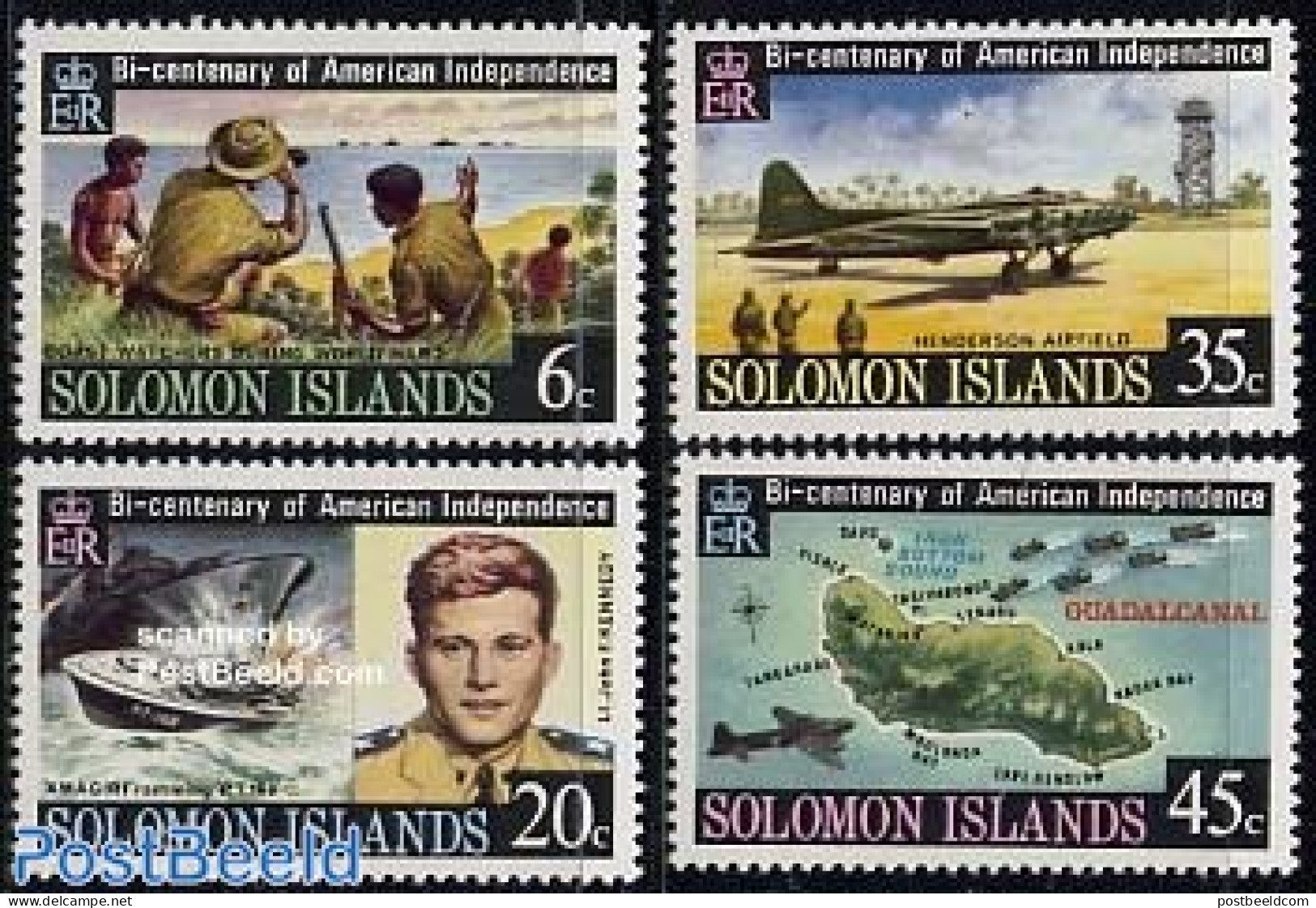 Solomon Islands 1976 US Bi-centennial 4v, Mint NH, History - Transport - Various - Militarism - US Bicentenary - World.. - Militaria