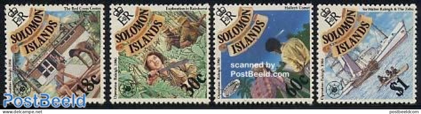 Solomon Islands 1986 Operation Raleigh 4v, Mint NH, Health - Science - Transport - Red Cross - Ships And Boats - Halle.. - Rotes Kreuz