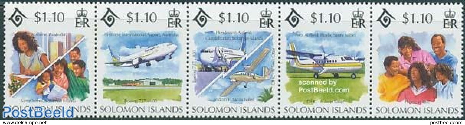 Solomon Islands 1994 International Family Year 5v [::::], Mint NH, Transport - Aircraft & Aviation - Flugzeuge