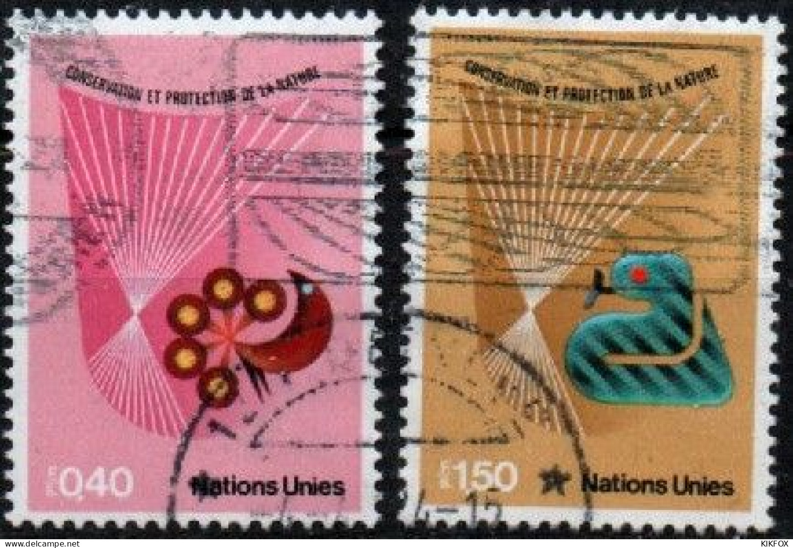 VEREINTE NATIONEN, UNO - GENF, 1982 , MI 109 - 110 Conservation Et Protection De La Nature GESTEMPELT, OBLITERE - Usati