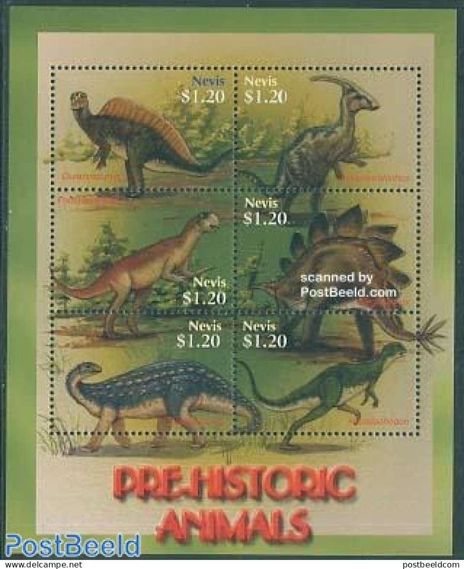 Nevis 2005 Preh. Animals 6v M/s, Ouranosaurus, Mint NH, Nature - Prehistoric Animals - Prehistorisch