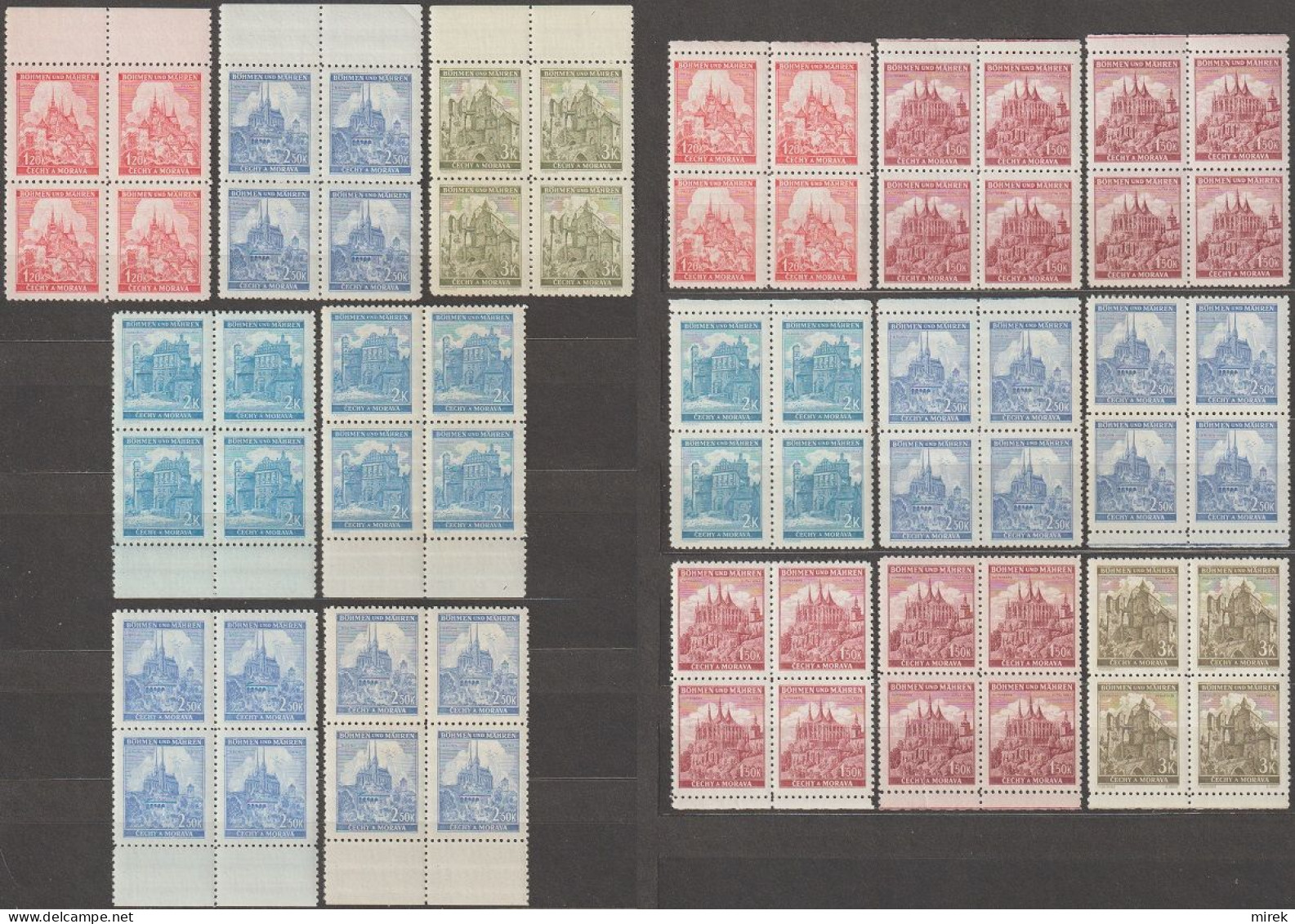 050/ Pof. 57-61, Basic Colors, Border 4-blocks - Unused Stamps