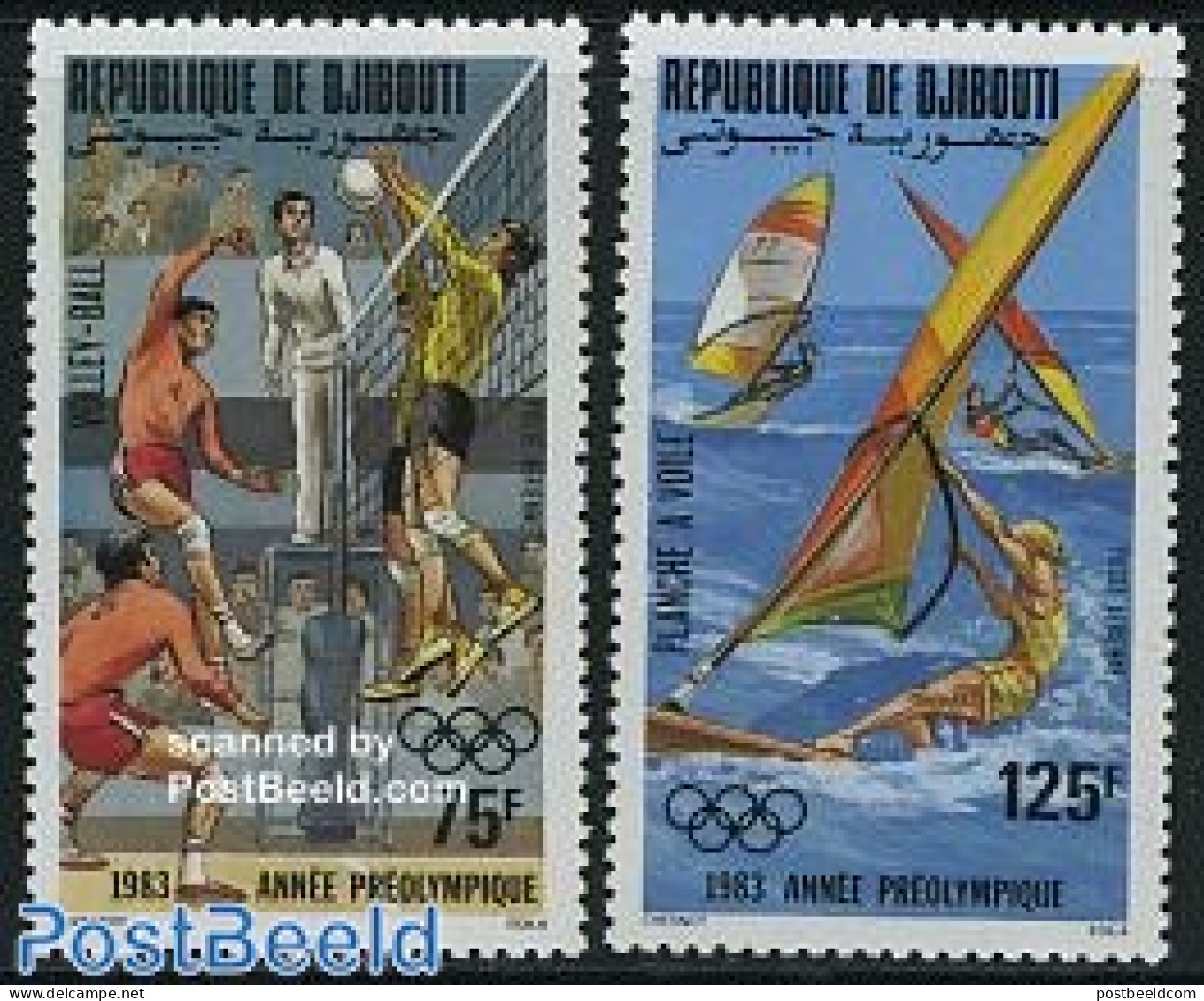 Djibouti 1983 Olympic Games Los Angeles 2v, Mint NH, Sport - Olympic Games - Sailing - Volleyball - Vela