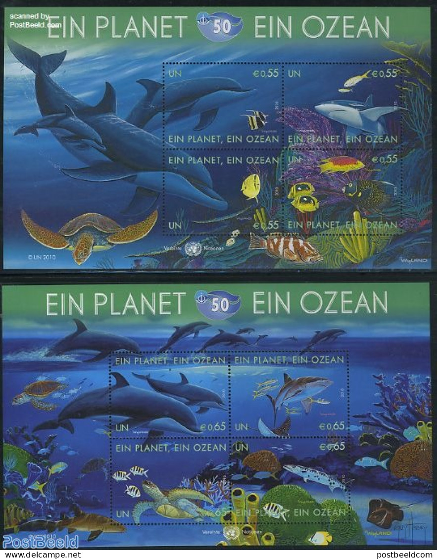 United Nations, Vienna 2010 One Planet, One Ocean 2 S/s, Mint NH, Nature - Animals (others & Mixed) - Fish - Sea Mammals - Fische