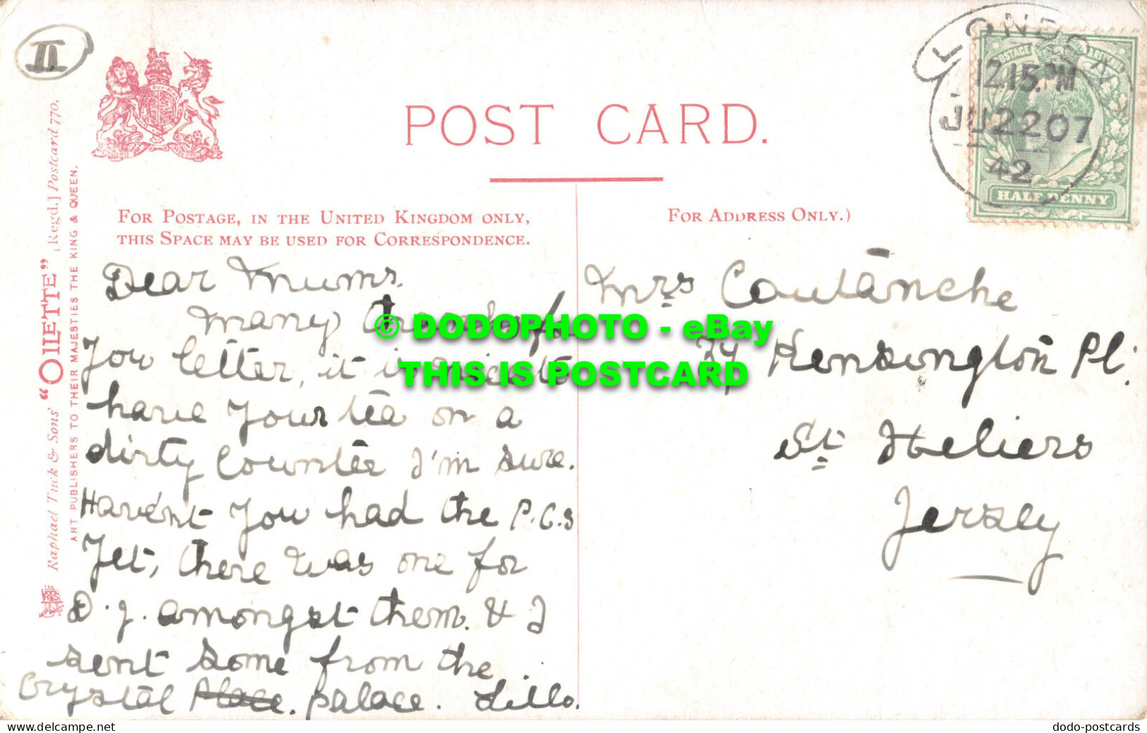 R540194 London. Cleopatra Needle. Tuck. Oilette. Postcard 770. 1942 - Sonstige & Ohne Zuordnung