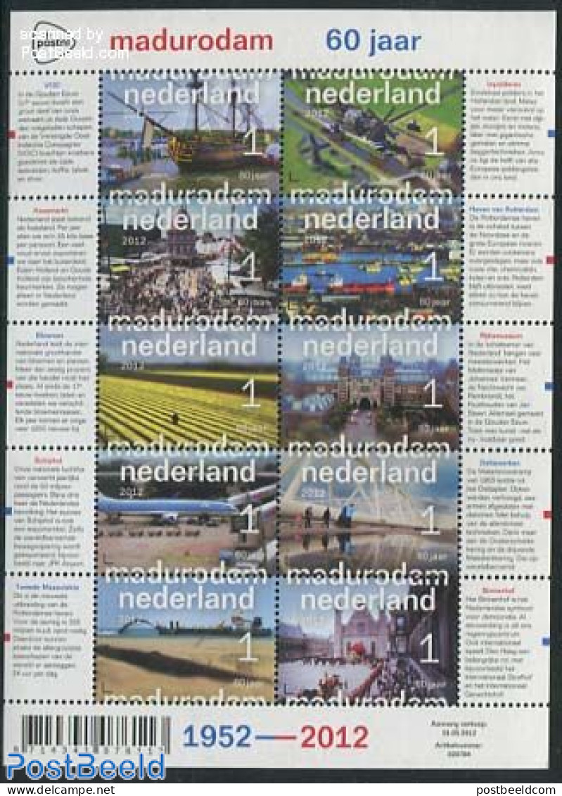 Netherlands 2012 Madurodam 10v M/s, Mint NH, Transport - Various - Aircraft & Aviation - Ships And Boats - Mills (Wind.. - Unused Stamps