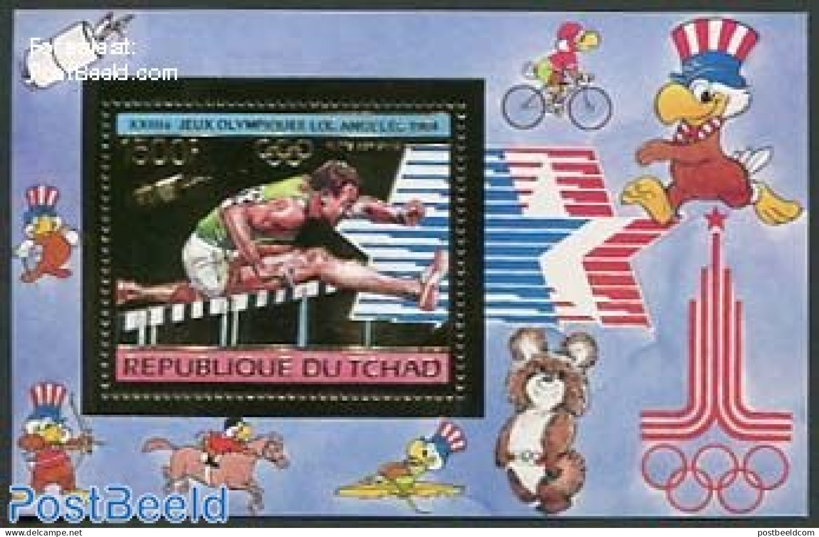 Chad 1984 Olympic Games S/s, Gold, Mint NH, Sport - Transport - Athletics - Olympic Games - Space Exploration - Andere & Zonder Classificatie