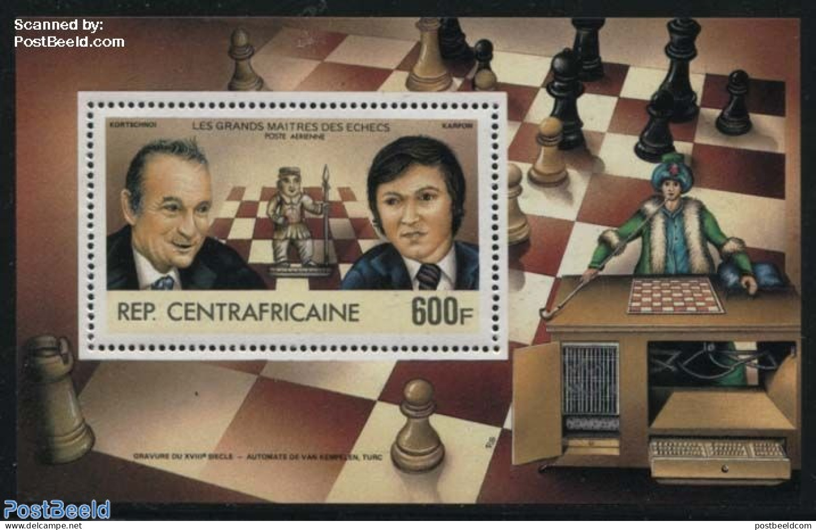 Central Africa 1983 Chess Masters S/s, Mint NH, Sport - Chess - Schaken