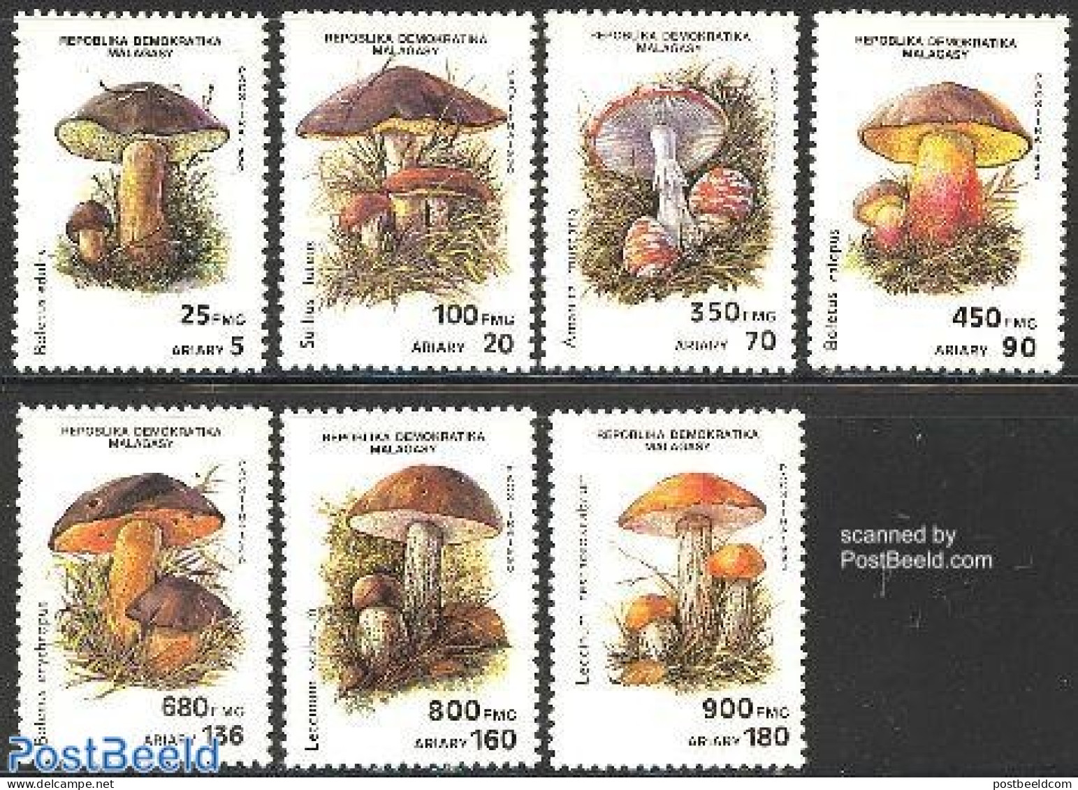 Madagascar 1990 Mushrooms 7v, Mint NH, Nature - Mushrooms - Mushrooms