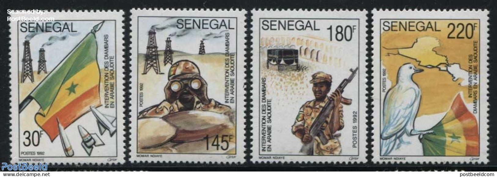 Senegal 1992 Iraq War 4v, Mint NH, History - Various - Militarism - Maps - Militares