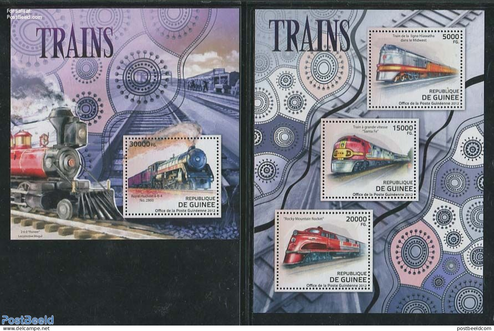 Guinea, Republic 2012 Railways 2 S/s, Mint NH, Transport - Railways - Trains