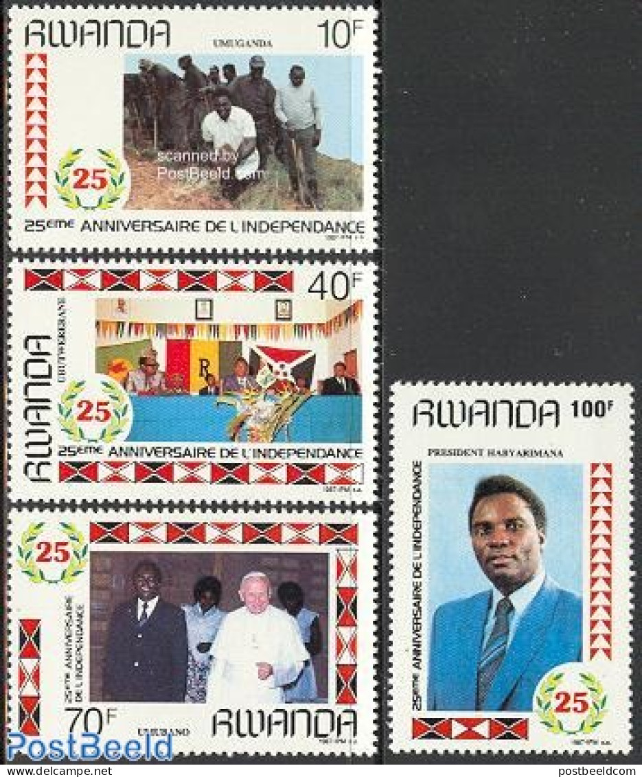 Rwanda 1987 25 Years Independence 4v, Mint NH, History - Religion - Flags - Politicians - Religion - Other & Unclassified