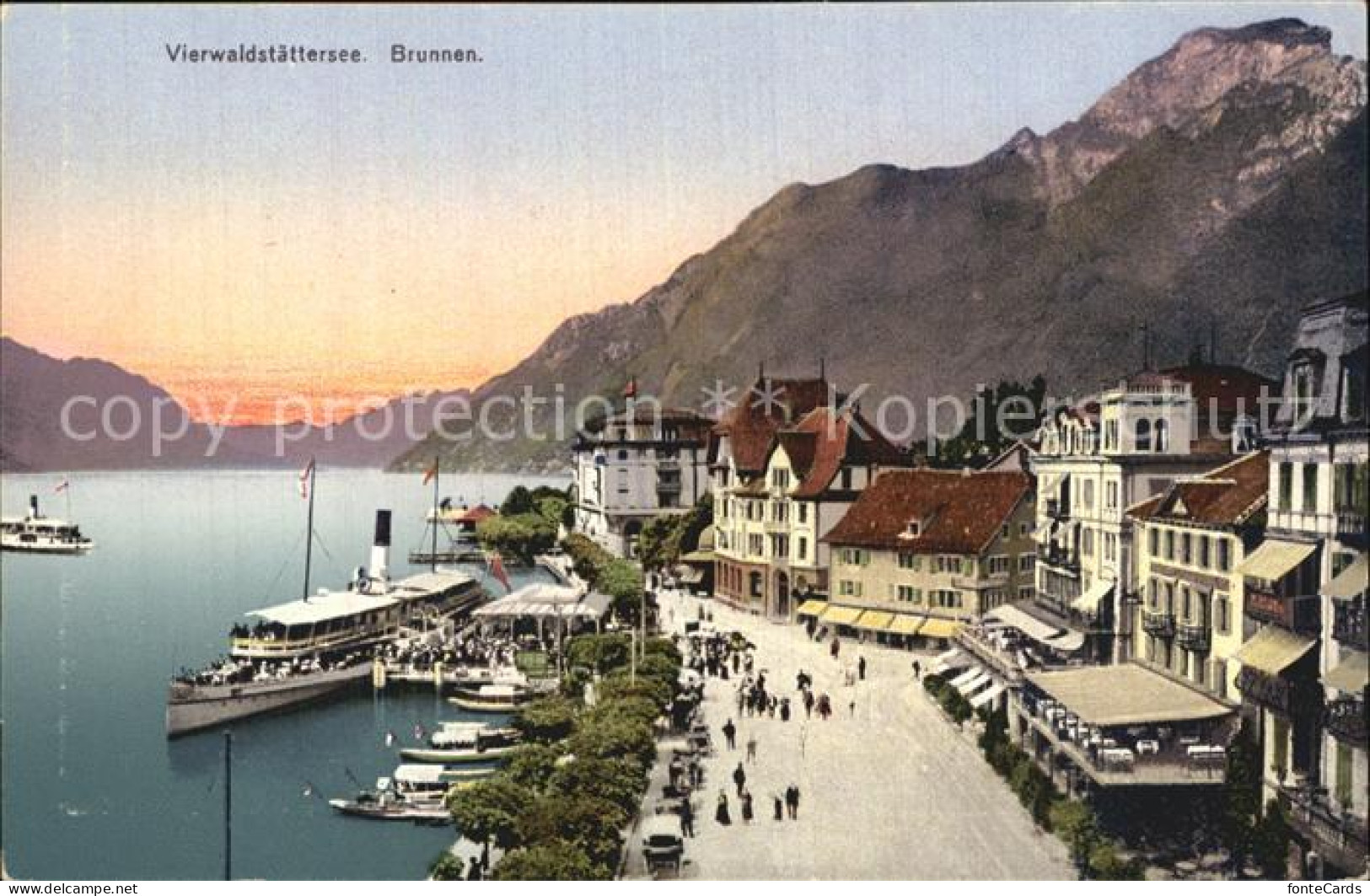 12587701 Brunnen Vierwaldstaettersee SZ Dampfer Anlegestelle Uferpromenade Alpen - Andere & Zonder Classificatie