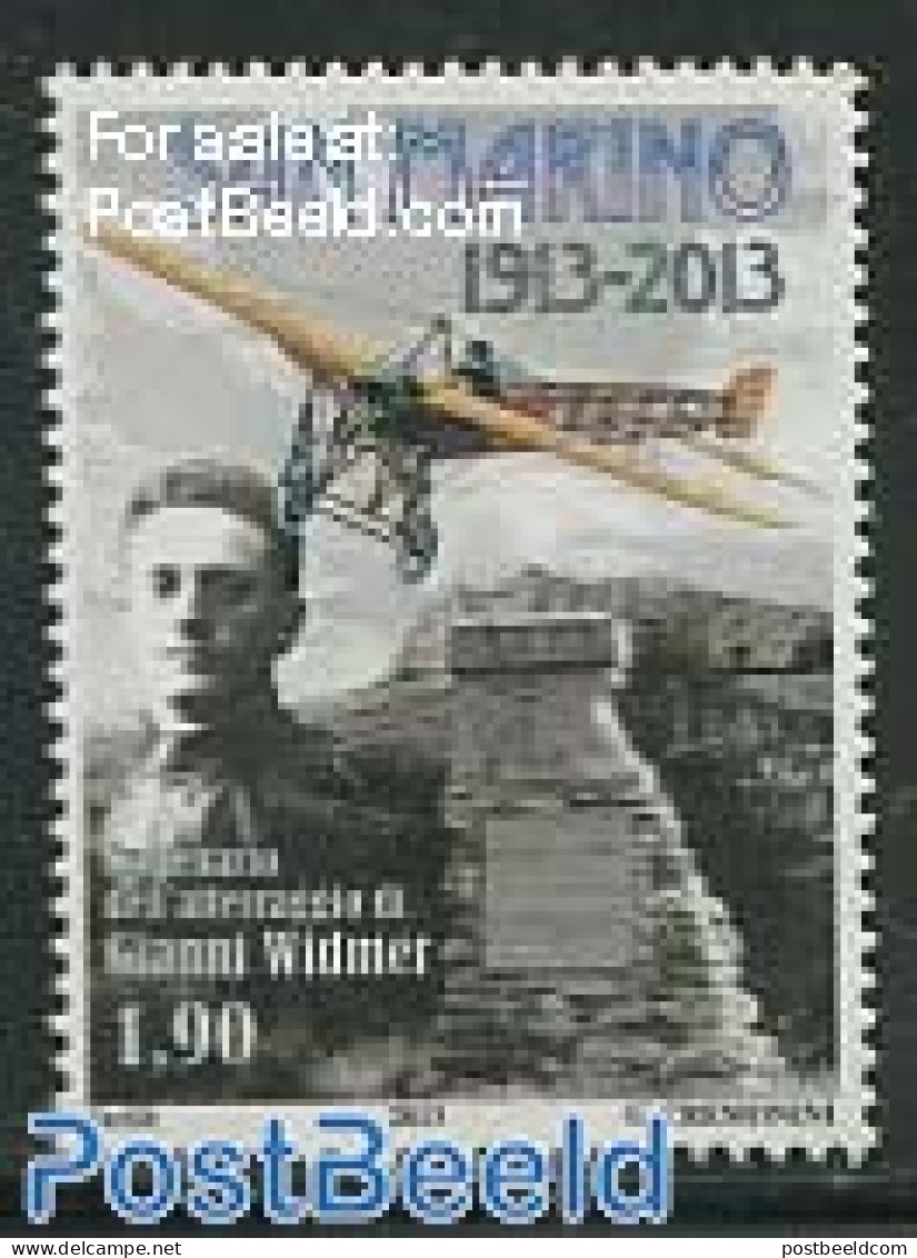 San Marino 2013 Gianni Widmer 1v, Mint NH, Transport - Aircraft & Aviation - Unused Stamps