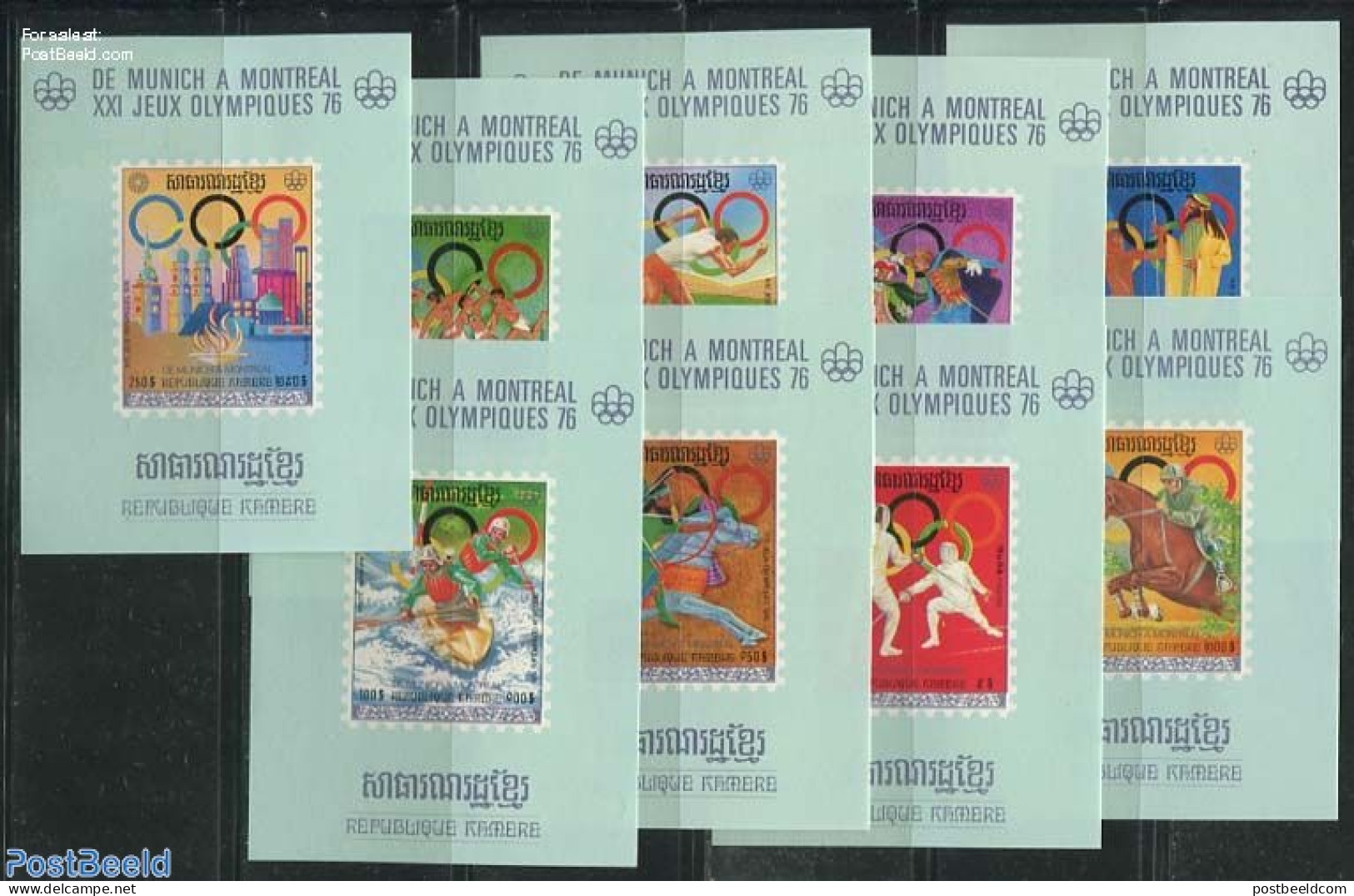 Cambodia 1975 Olympic Games 9 S/s, Mint NH, Nature - Sport - Horses - Kayaks & Rowing - Olympic Games - Canottaggio