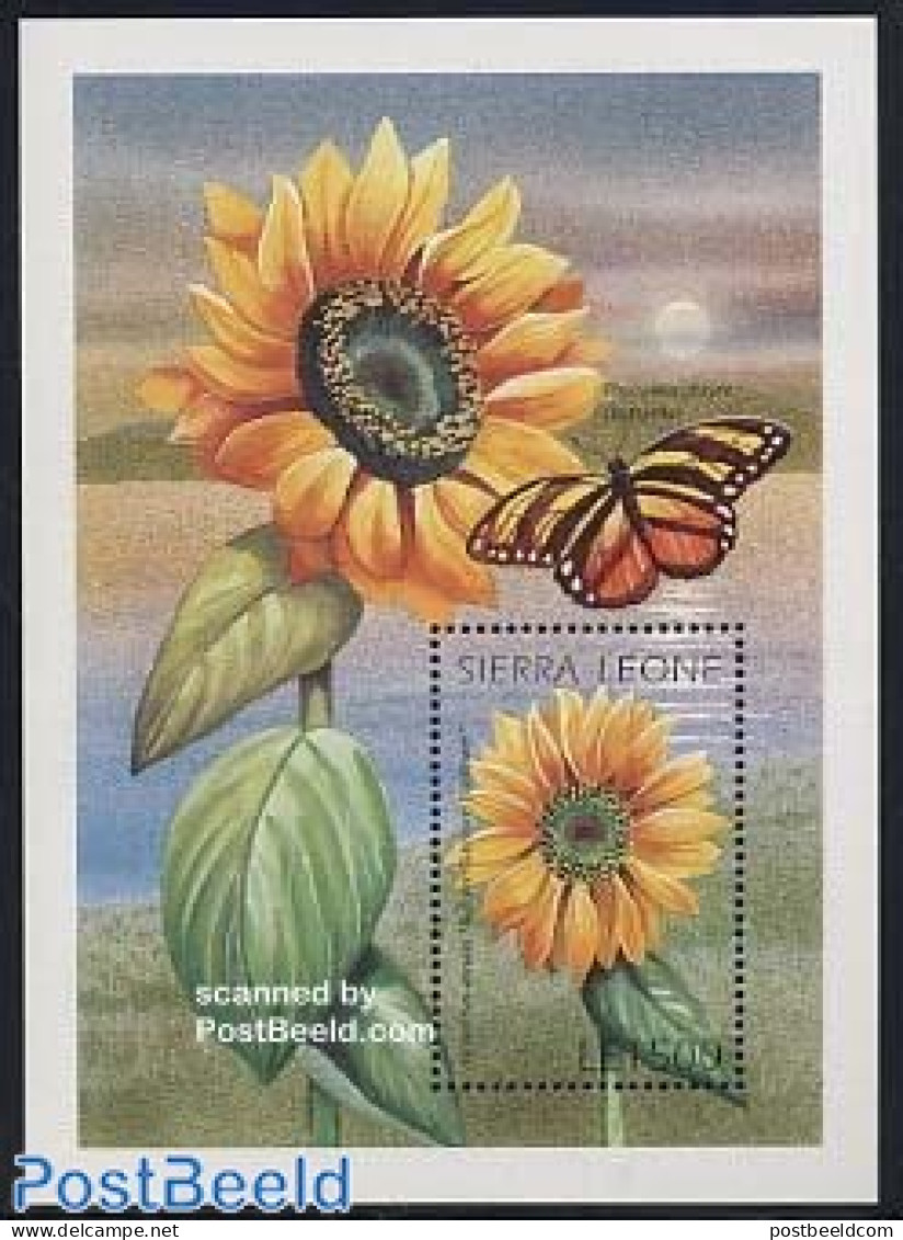 Sierra Leone 1996 Sunflowers S/s, Mint NH, Nature - Butterflies - Flowers & Plants - Sonstige & Ohne Zuordnung