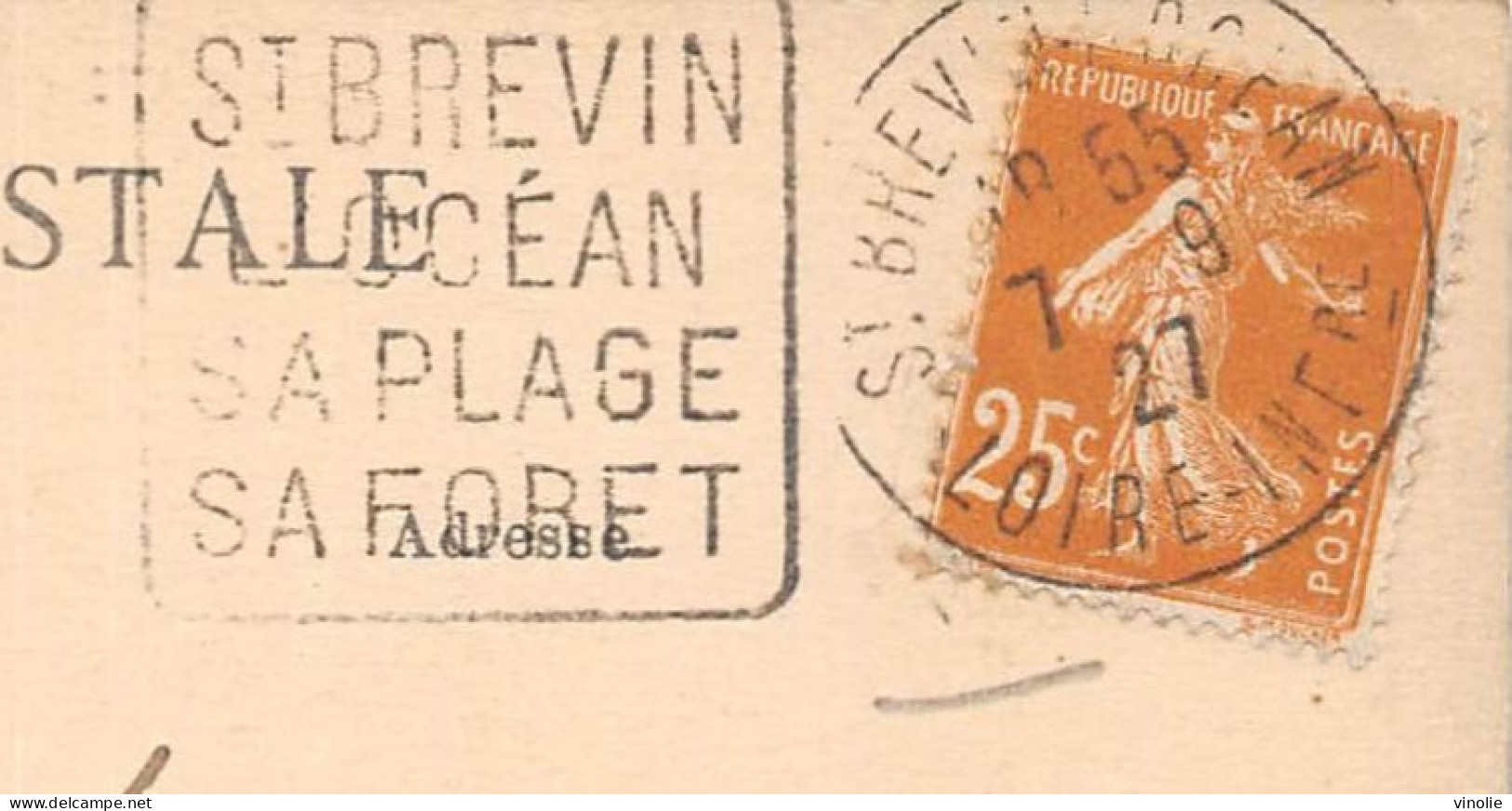 24-5392 :  OBLITERATION DAGUIN. SAINT-BREVIN-L'OCEAN. 7 SEPTEMBRE 1927 - Mechanical Postmarks (Other)