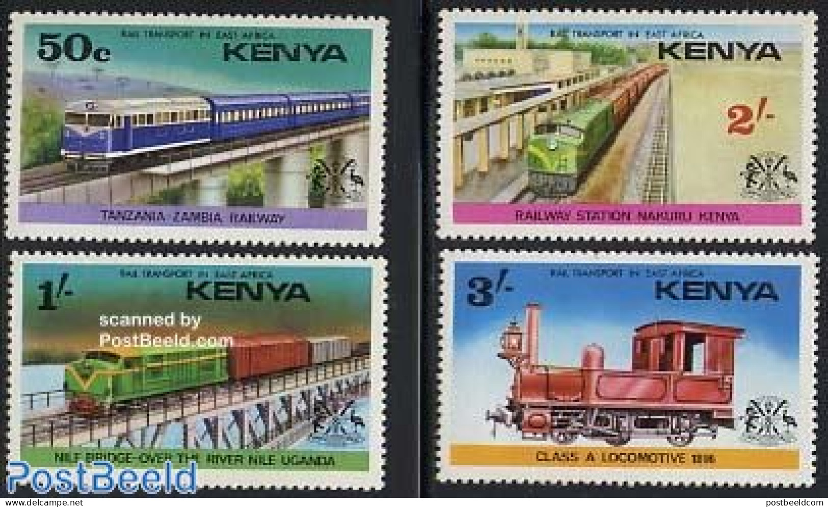 Kenia 1976 Railways 4v, Mint NH, Transport - Various - Railways - Joint Issues - Art - Bridges And Tunnels - Eisenbahnen