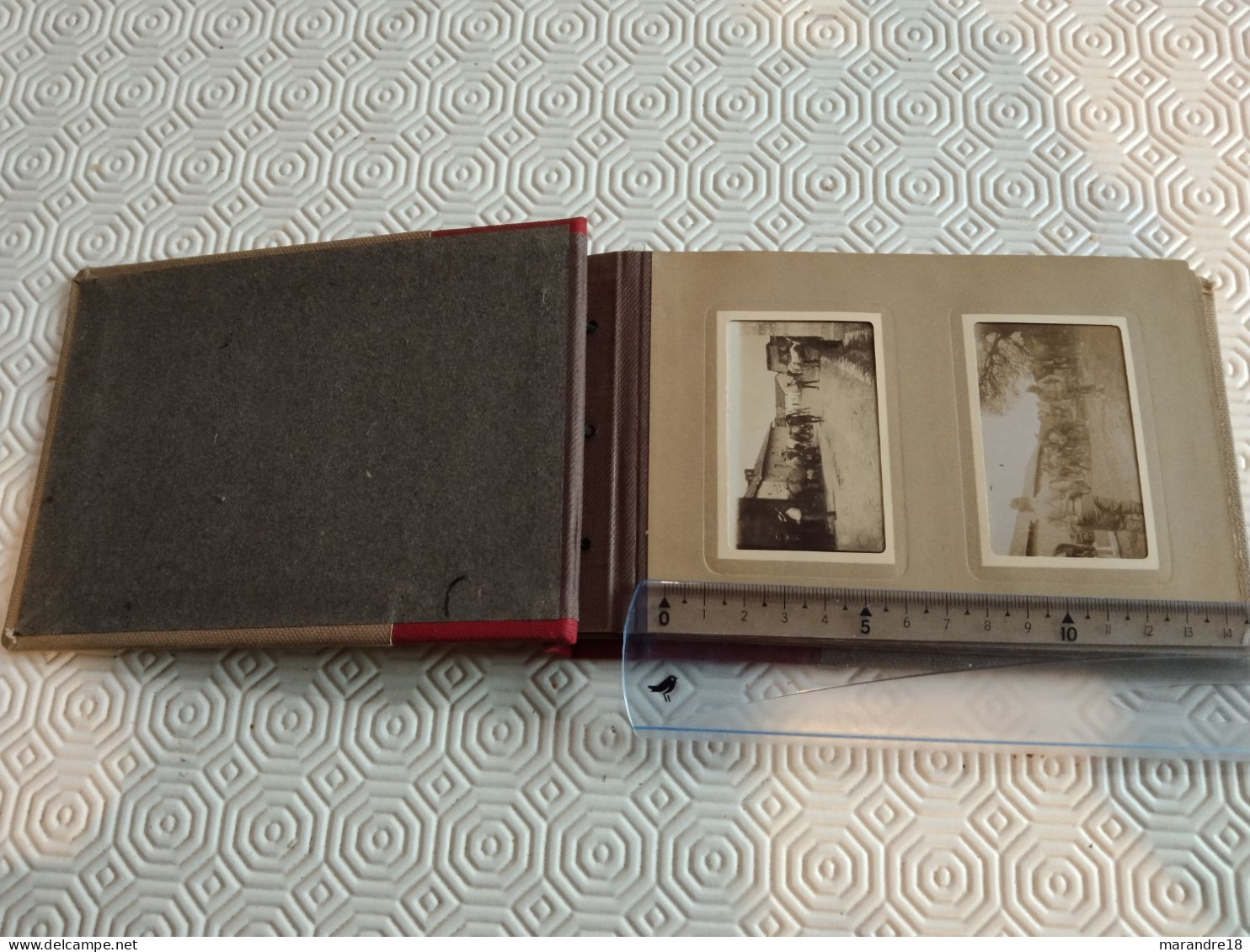 Petit album 11,5 x 17,5 cm de 24 petites photos 4,5 x 7 cm titré souvenir de verdun 3 ième hussard