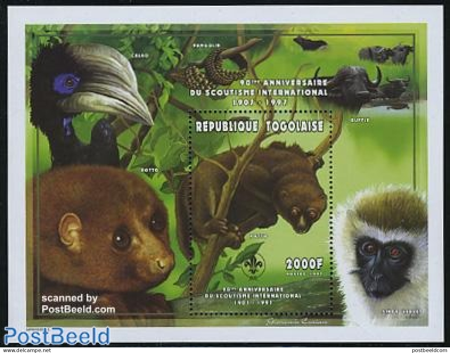 Togo 1997 Scouting, Potto S/s, Mint NH, Nature - Sport - Animals (others & Mixed) - Scouting - Togo (1960-...)