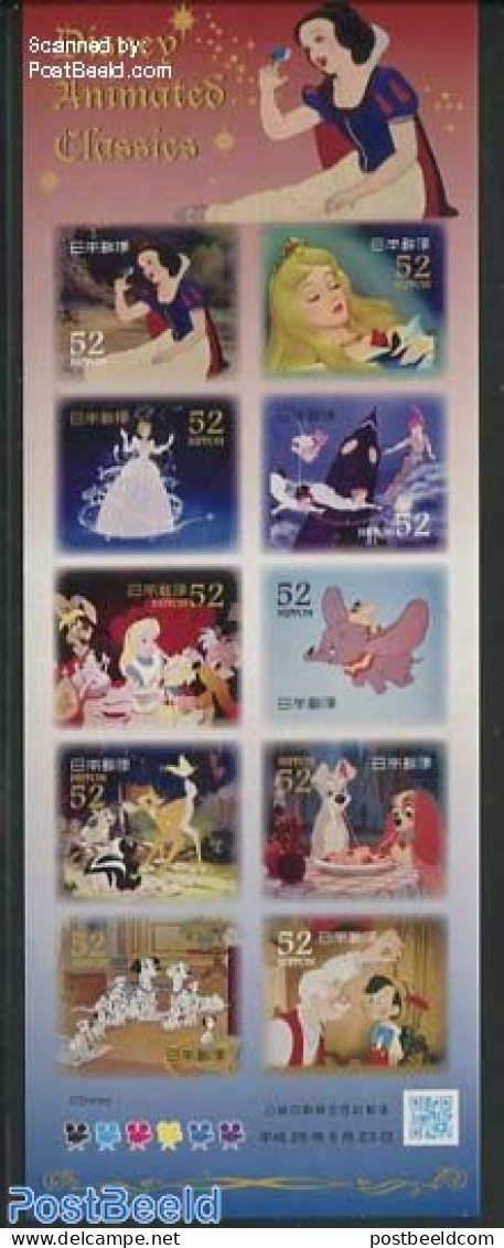 Japan 2014 Disney Animated Classics 10v M/s S-a, Mint NH, Nature - Deer - Dogs - Art - Disney - Unused Stamps