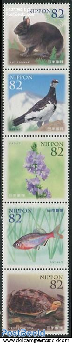 Japan 2014 Flora &  Fauna 5v [::::], Mint NH, Nature - Birds - Fish - Flowers & Plants - Rabbits / Hares - Turtles - Ongebruikt