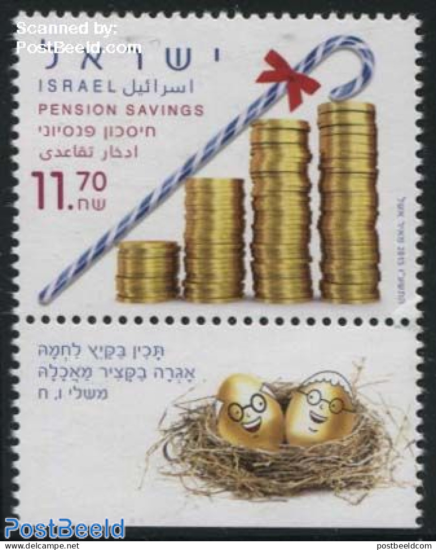 Israel 2015 Pension Savings 1v, Mint NH, Various - Money On Stamps - Nuevos (con Tab)