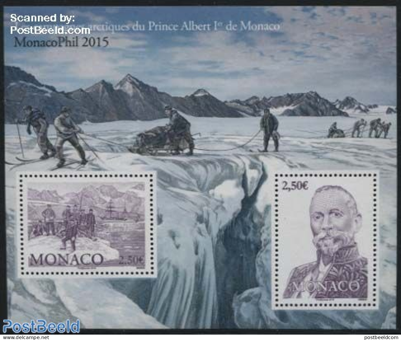 Monaco 2015 MonacoPhil, Arctic Expeditions Albert I S/s, Mint NH, History - Science - Transport - Kings & Queens (Roya.. - Ongebruikt
