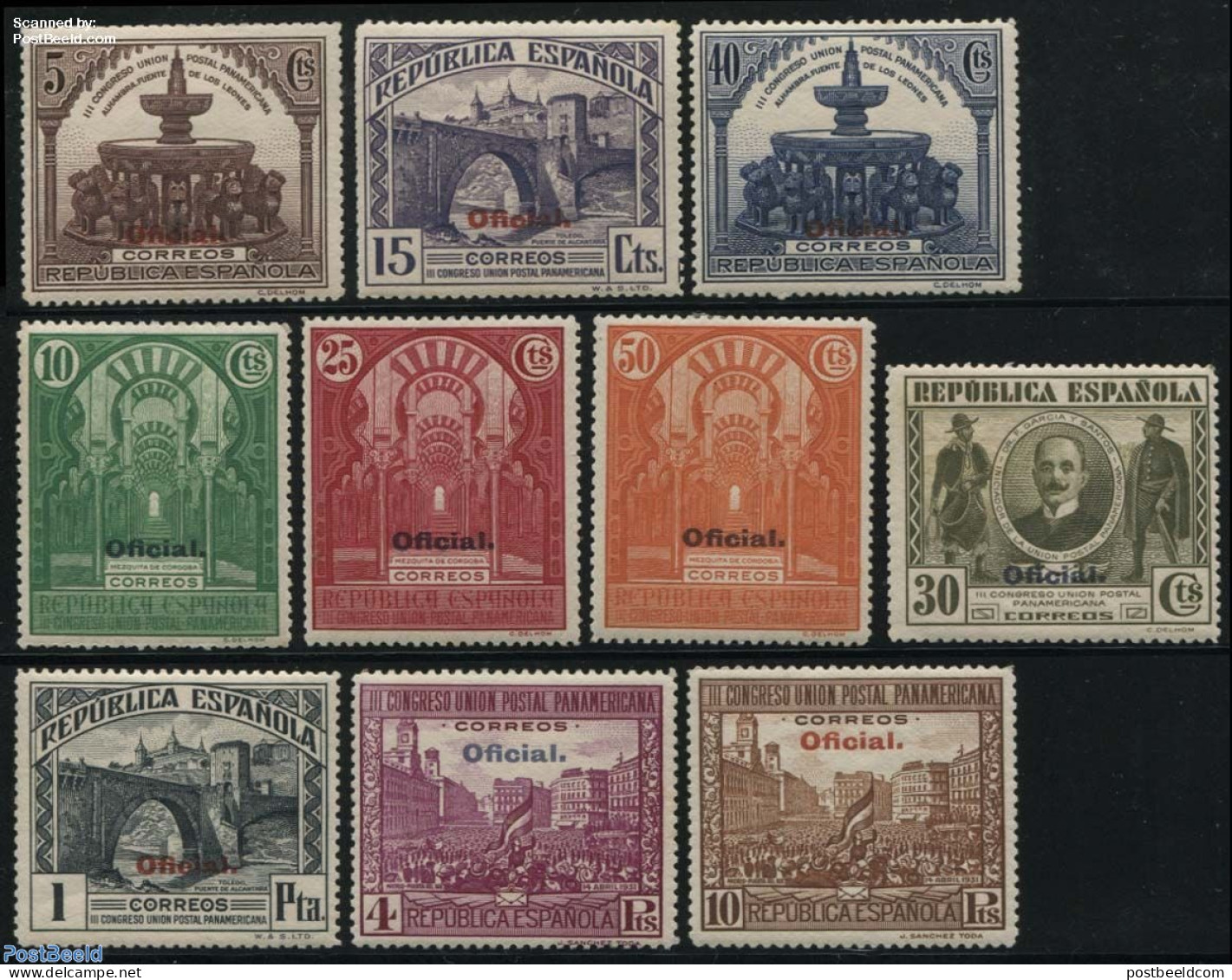 Spain 1931 Panamerican Postal Congress, On Service 10v, Unused (hinged), Post - Art - Bridges And Tunnels - Altri & Non Classificati