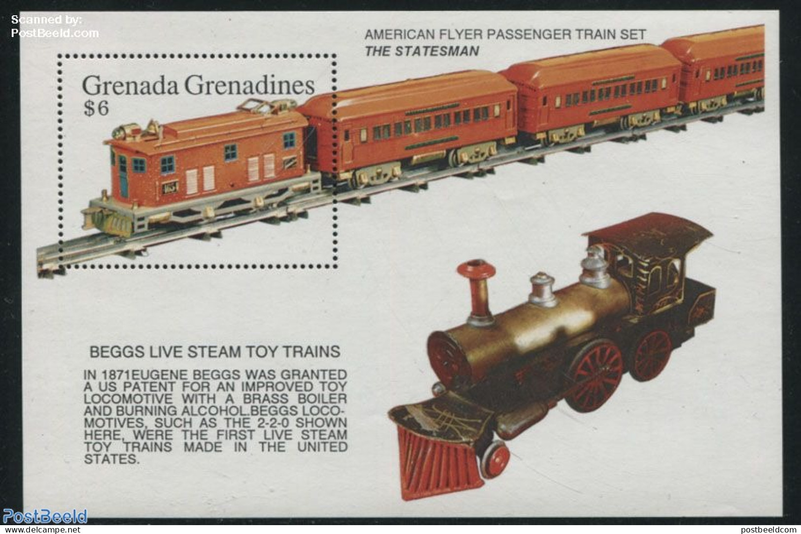 Grenada Grenadines 1992 The Statesman Locomotive S/s, Mint NH, Transport - Various - Railways - Toys & Children's Games - Trenes