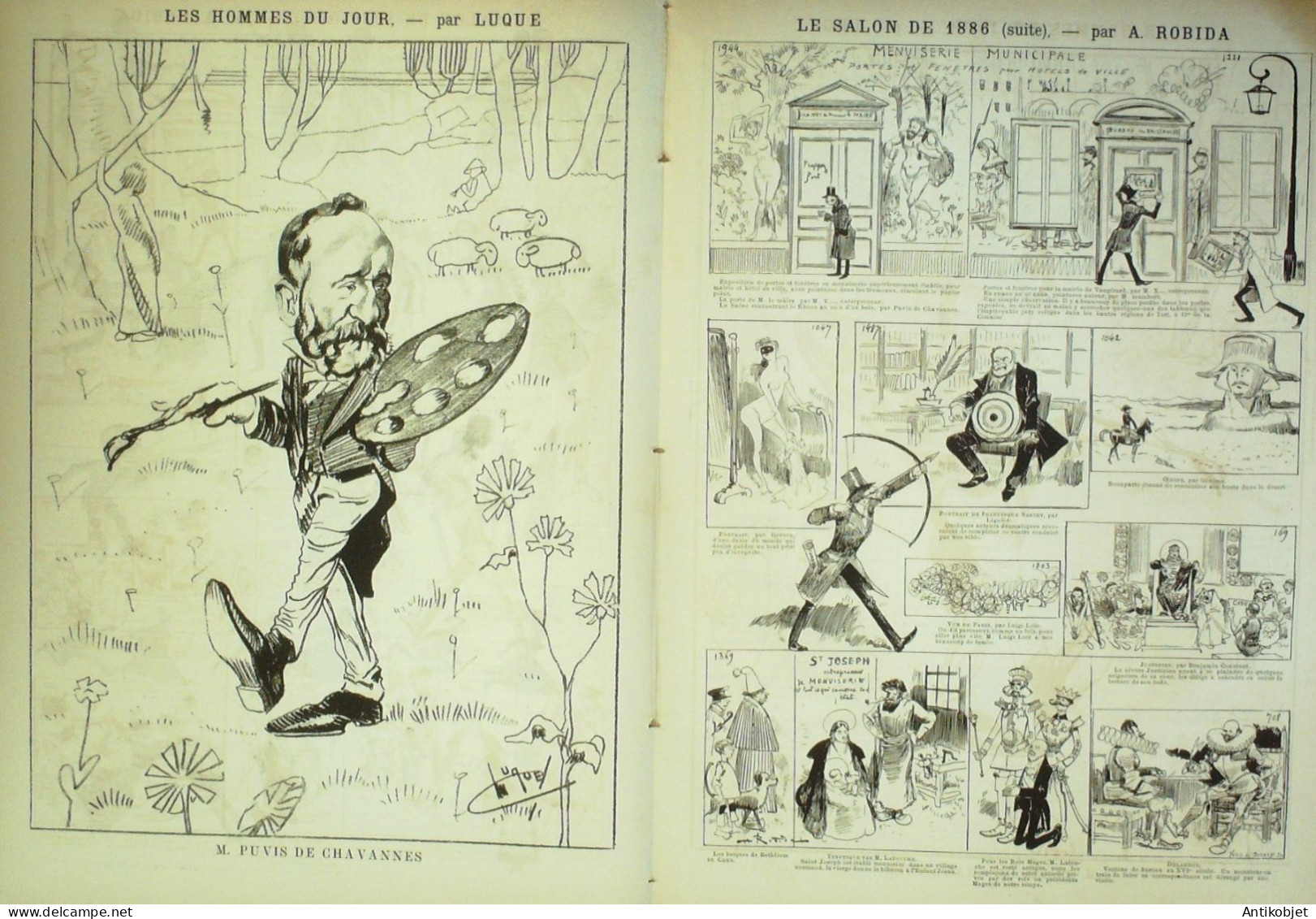 La Caricature 1886 N°333 Salon Robida Bonheur Conjugal Sorel De Chavannes Par Luque - Tijdschriften - Voor 1900