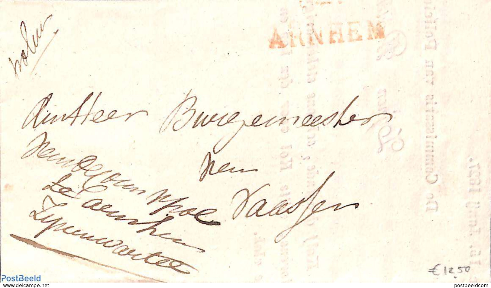 Netherlands 1827 A Letter From The Police About A Missing Cow, Sent From Arnhem To Vaasen, Postal History - ...-1852 Préphilatélie