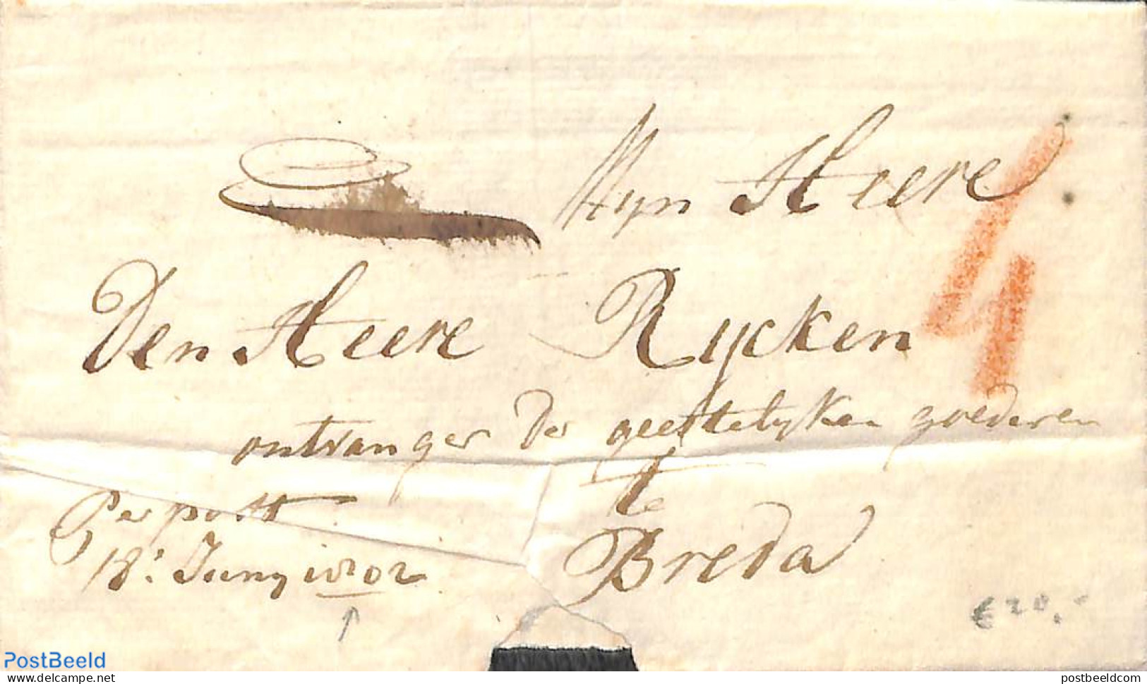 Netherlands 1802 Folding Cover To Breda From 1802, Postal History - ...-1852 Precursori