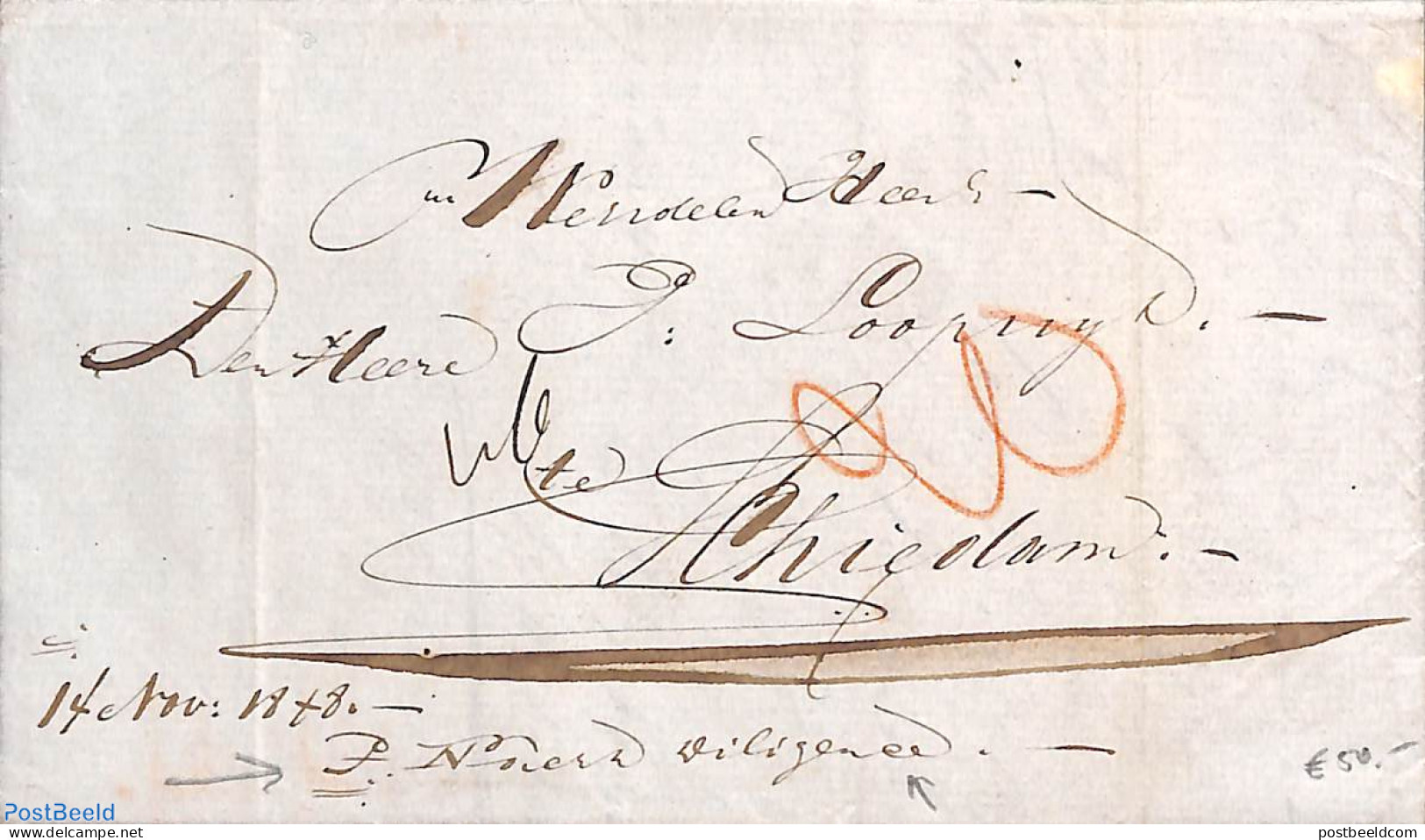 Netherlands 1848 Folding Letter From Amsterdam To Schiedam, Postal History - ...-1852 Precursori