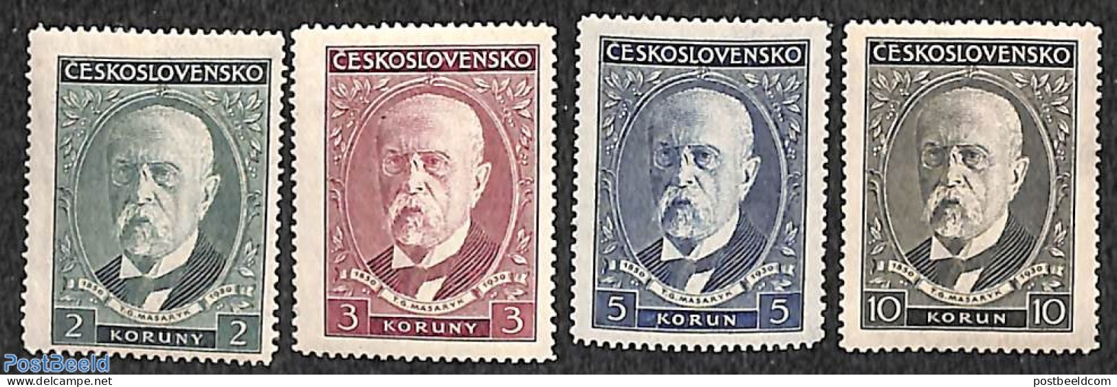 Czechoslovkia 1930 G. Masaryk 4v, Unused (hinged), History - Politicians - Otros & Sin Clasificación